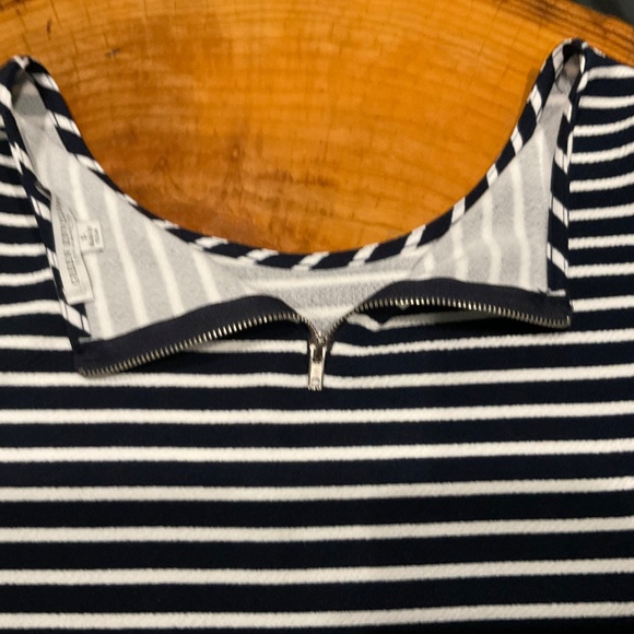 Green Envelope LA Navy White Striped 3/4 Flared Sleeve Round Neck Blouse… - Picture 5 of 7